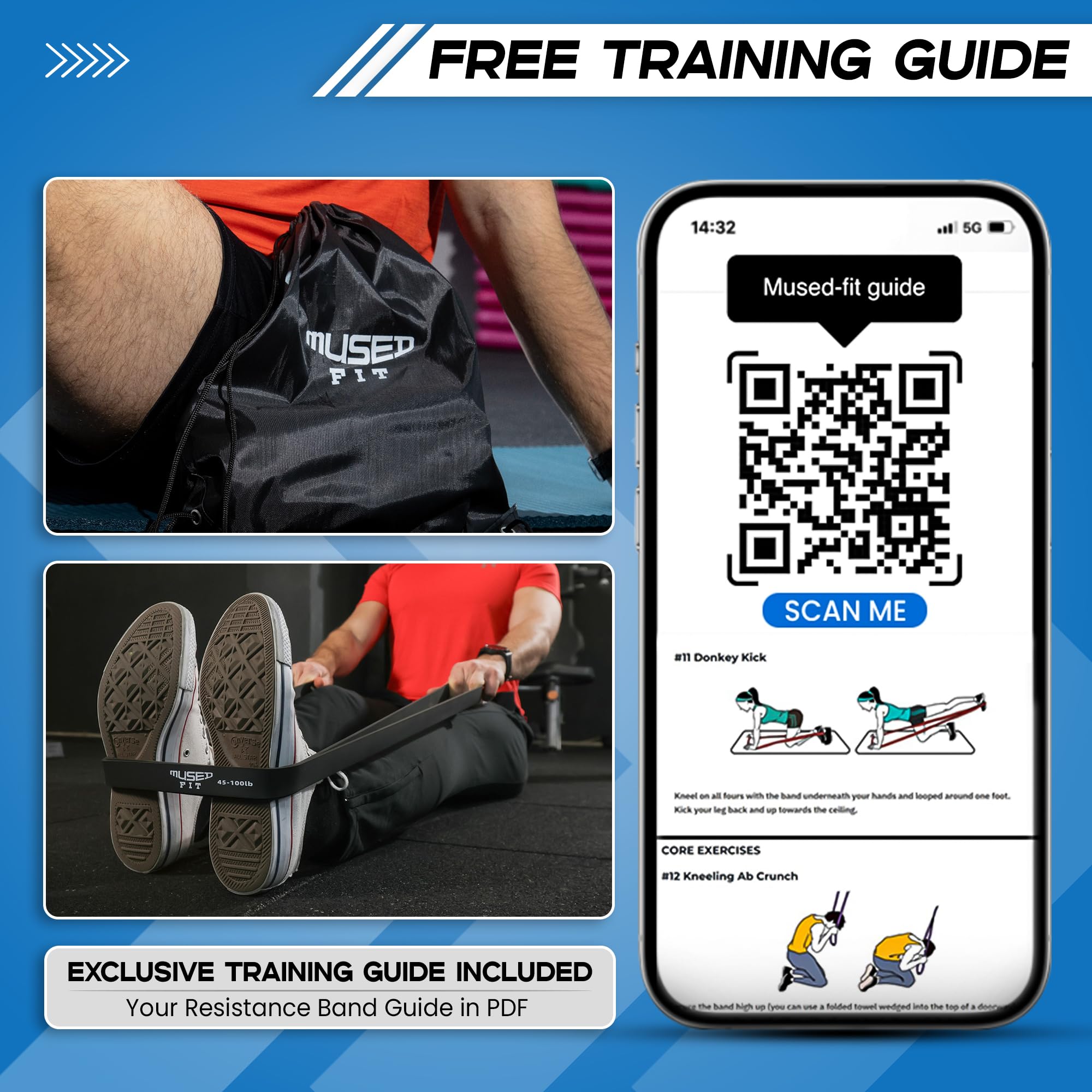 Set di fasce di resistenza per trazioni: 100% gomma naturale (5 livelli con gancio per porta), fasce elastiche per fitness per casa, palestra, ideali per allenamento Sringht, fisioterapia, crossfit,