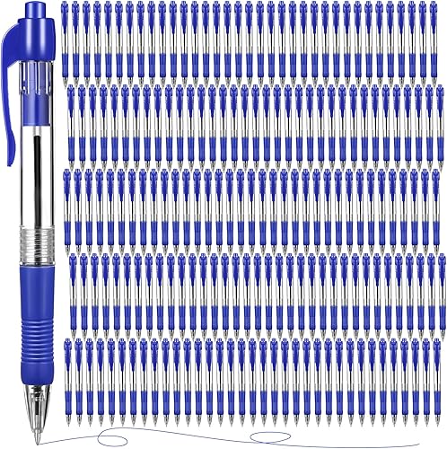 Paquete de 200 bolígrafos retráctiles de 0039in de punta media recargables y cómodos bolígrafos de escritura con agarre cómodo bolígrafo de trabajo