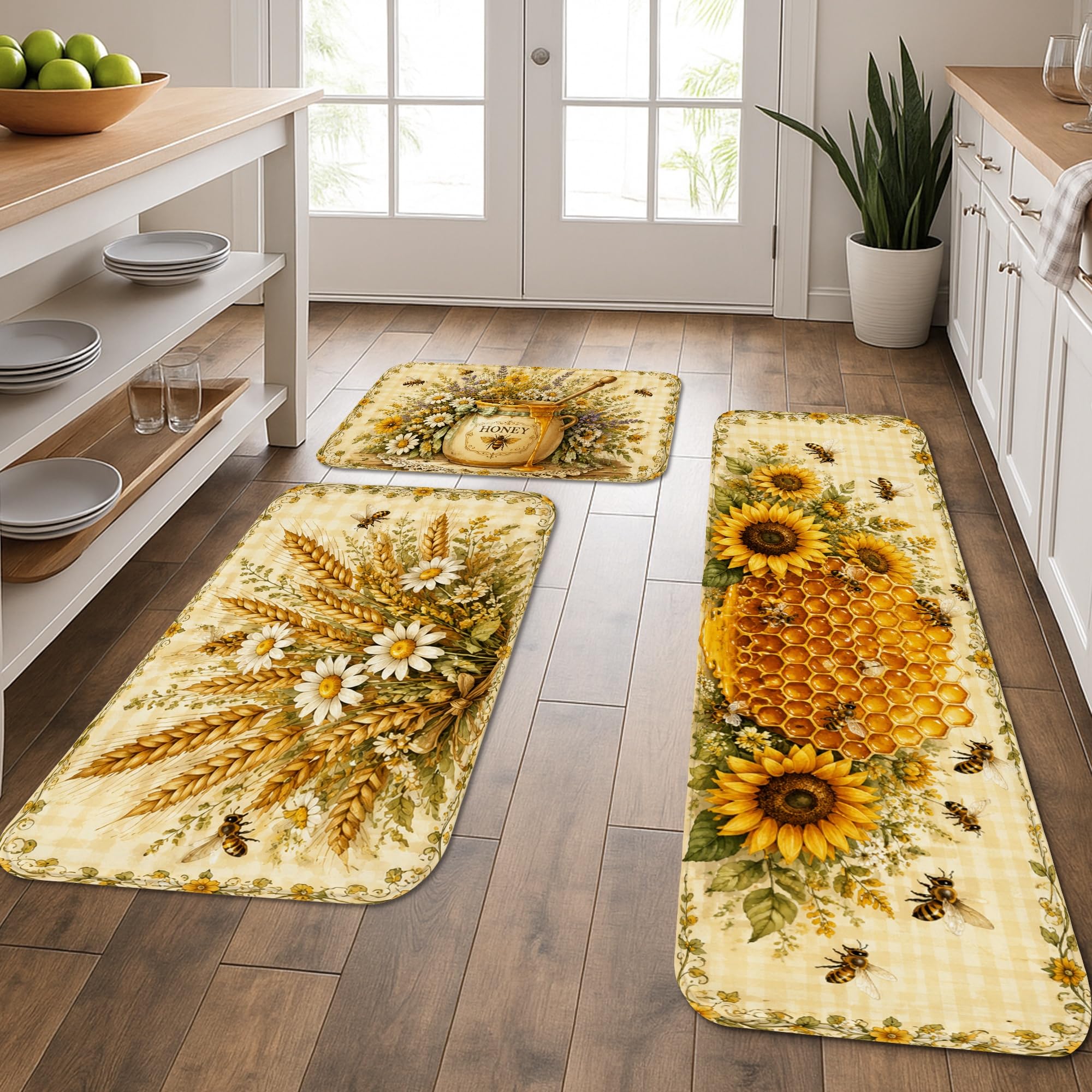 Tapis de cuisine lavable floral vintage pour évier et buanderie