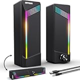 Computer Speakers, 2 in 1 PC Speaker , Gaming Speakers for PC Computer Laptop Desktop Monitor, RGB Speakers with Touch Sensitive Lighting, USB Powered 3.5mm Aux(Package Only Two Speaker, No Soundbar)
