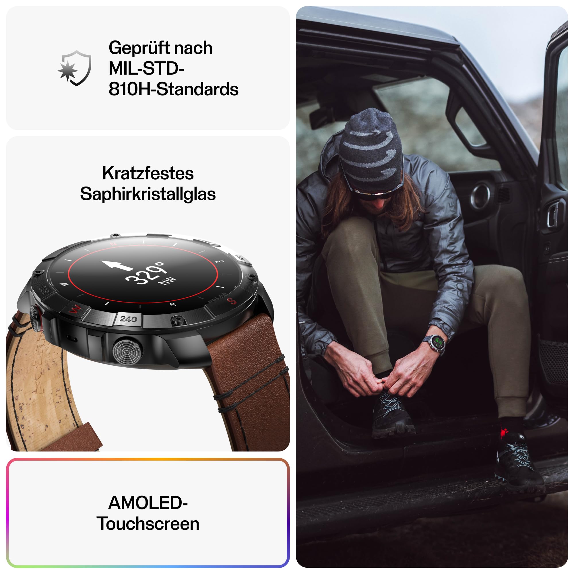 Polar Grit X2 Pro – robuste GPS-Sportuhr mit optischer Pulsmessung, Smartwatch-Navigation und Biosensorik für Beste Leistungen. Die Outdoor-Uhr für das ultimative Abenteuer
