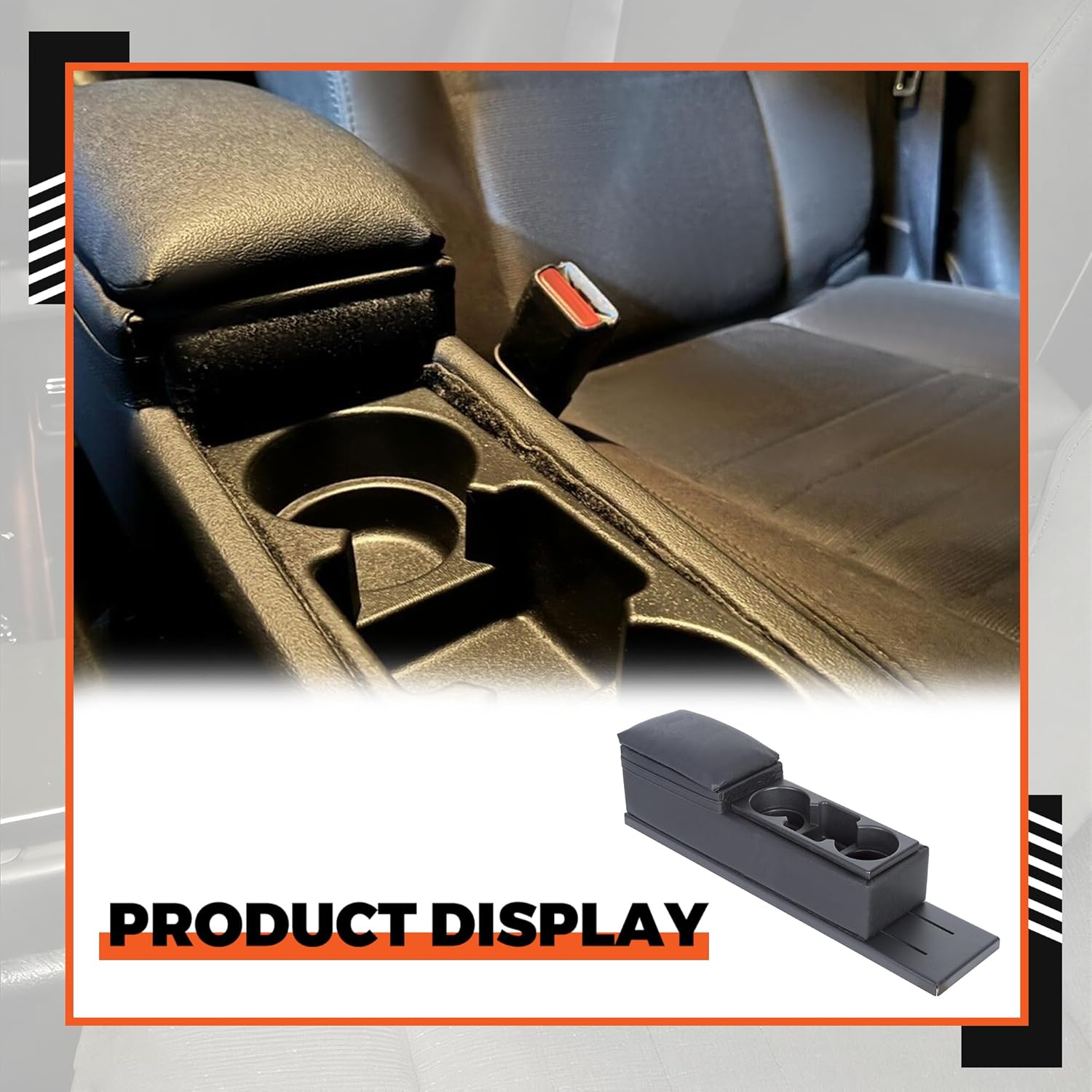 ECOTRIC Center Mini Cup Holder Armrest Console Compatible with 2006-2020 Dodge Charger Police Black Upholstered Middle Cover Storage Box pad Lid Kit Replacement Organizer