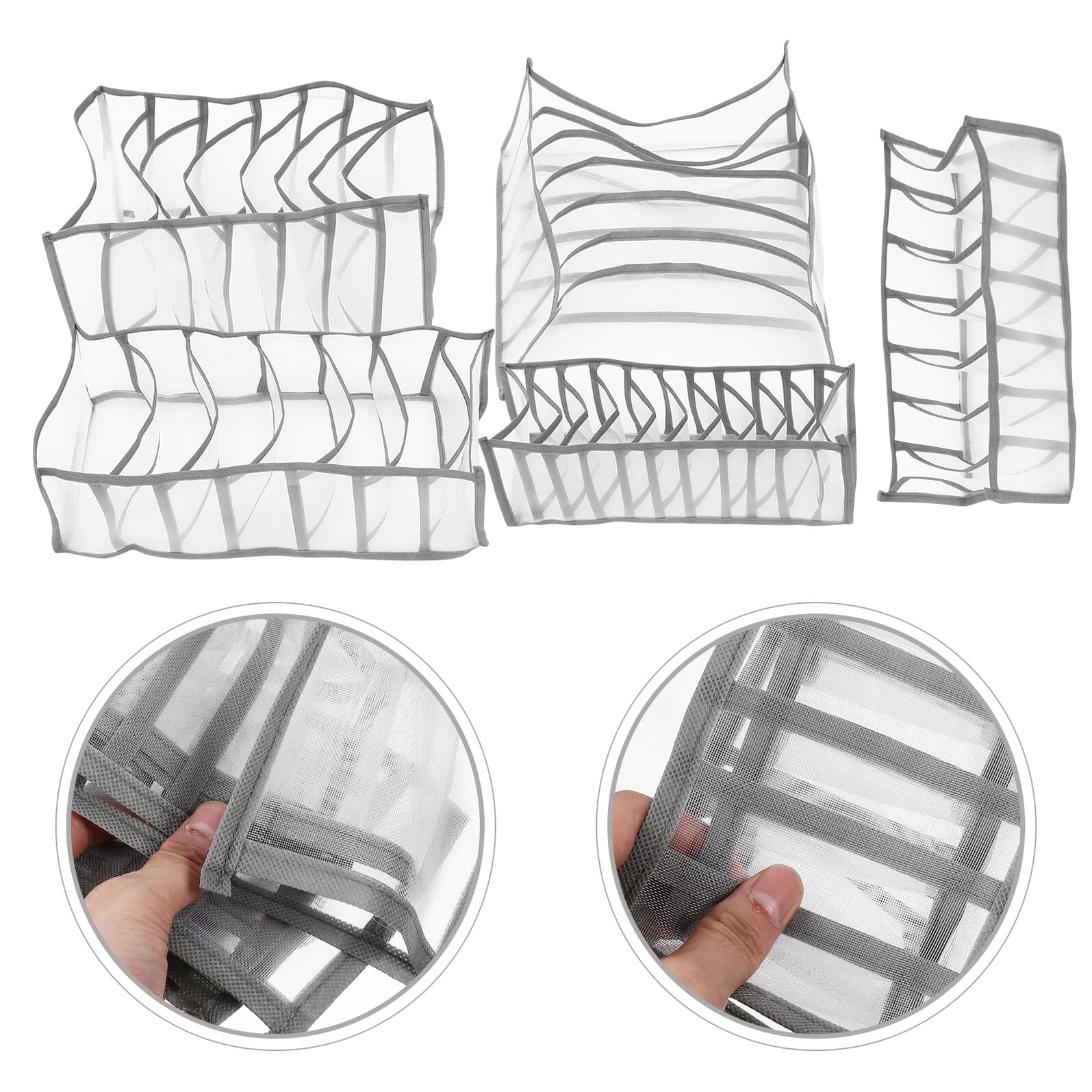 5 pezzi Organizer Armadio in Nylon con Scomparti Multigriglia Traspiranti Scatole Compatte per Intimo Calze Jeans e Reggiseni per Camera