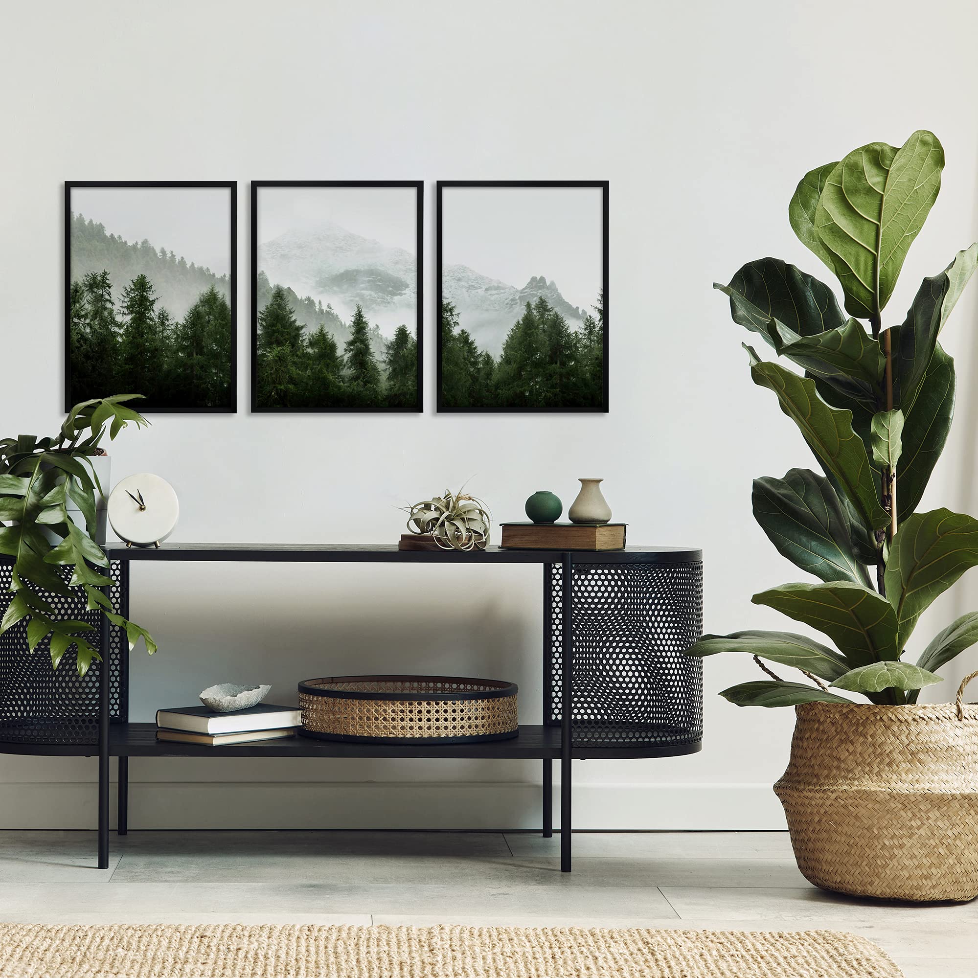 Americanflat 3 Piece Framed Triptych Green Mountain Mural by Tanya Shumkina TRI-SET-23-F1824並行輸入 - Americanflat 20x30 Poster Frame with Polished Front