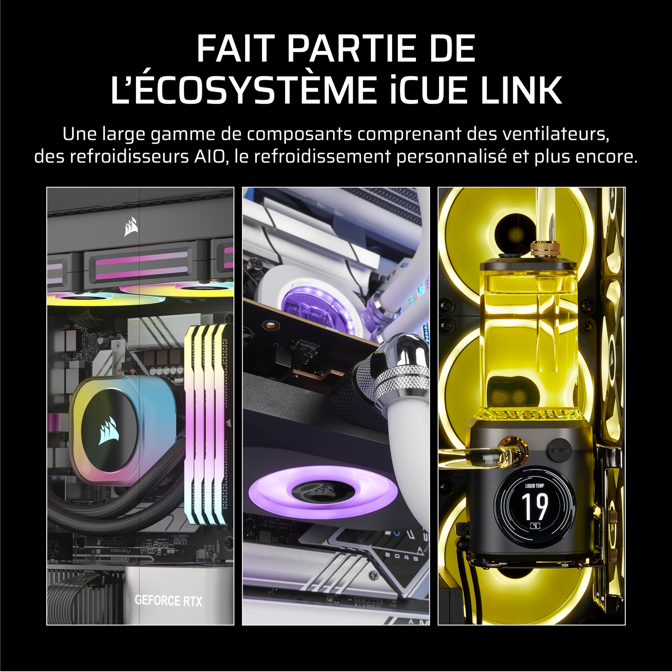 CORSAIR iCUE Link RX140 Max RGB 140mm PWM Ventilateur Épais – Pression Statique Élevée – Palier à Dôme Magnétique – Ventilateur Unique – Noir