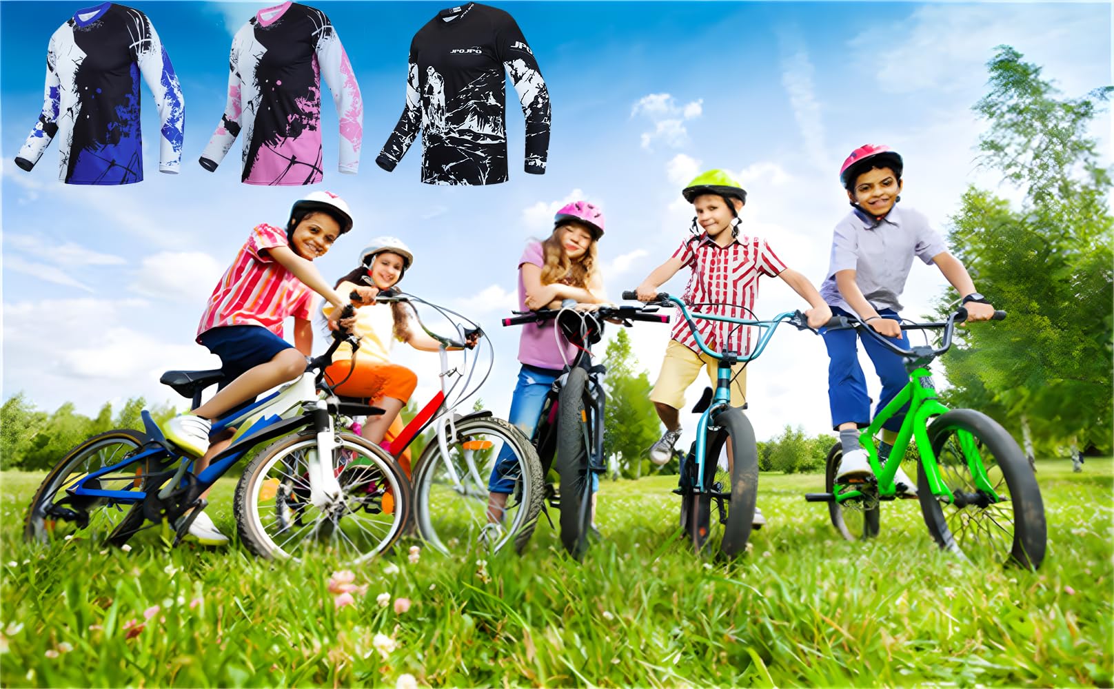 Maillot de cyclisme pour enfants de 4 à 14 ans pour filles et garçons - Vêtements de VTT à manches longues pour sports motorisés BMX