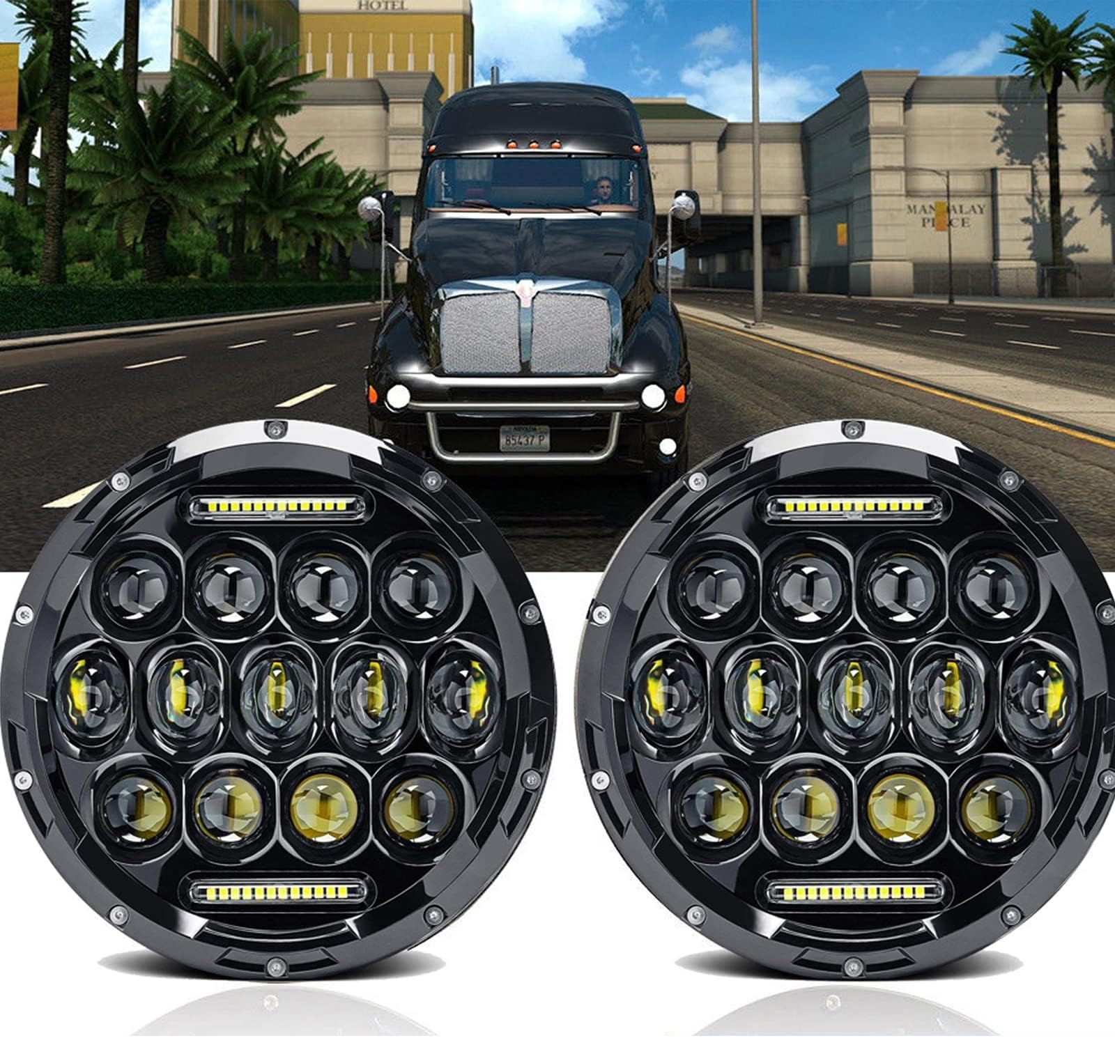 7 Inch LED Headlights Round Sealed Beam with High/Low Beam/DRL Lamp Halo 7500LM 6000K Super Bright White For TOYOTA LAND CRUISER FJ40 FJ45 FJ50 FJ55 FJ60 FJ62 FJ70
