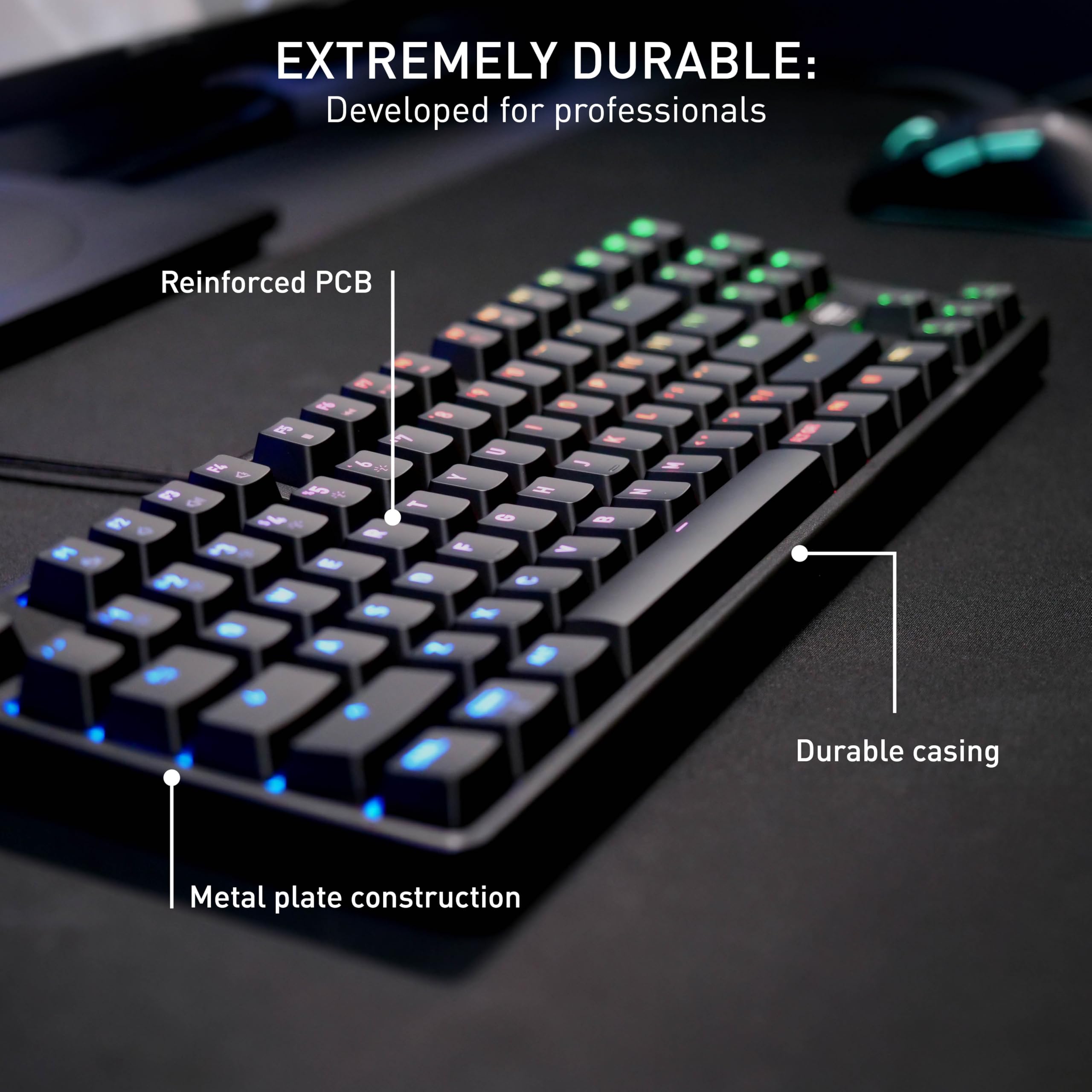 CHERRY XTRFY K4V2 TKL, Przewodowa Klawiatura dla Graczy bez Klawiatury Numerycznej, Układ Portugalski (QWERTY), Podświetlenie RGB, Przełączniki MX2A RED, Czarny