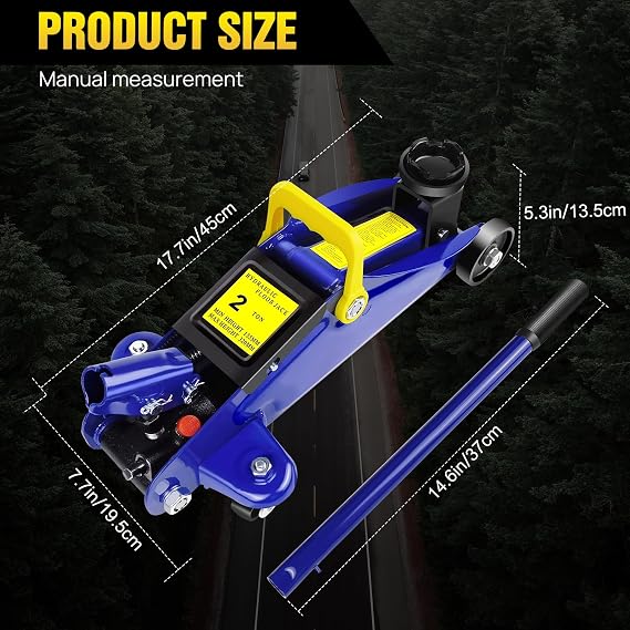 Hydraulic Low Profile Steel Racing Floor Jack with Single Piston Quick Lift Pump, 2 Ton (4,000 lb) Capacity+ Spare Tire Tool Kit for 2002-15 Dodge Ram 1500