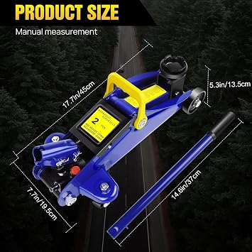 Hydraulic Low Profile Steel Racing Floor Jack with Single Piston Quick Lift Pump, 2 Ton (4,000 lb) Capacity+ Spare Tire Tool Kit for 2002-15 Dodge Ram 1500