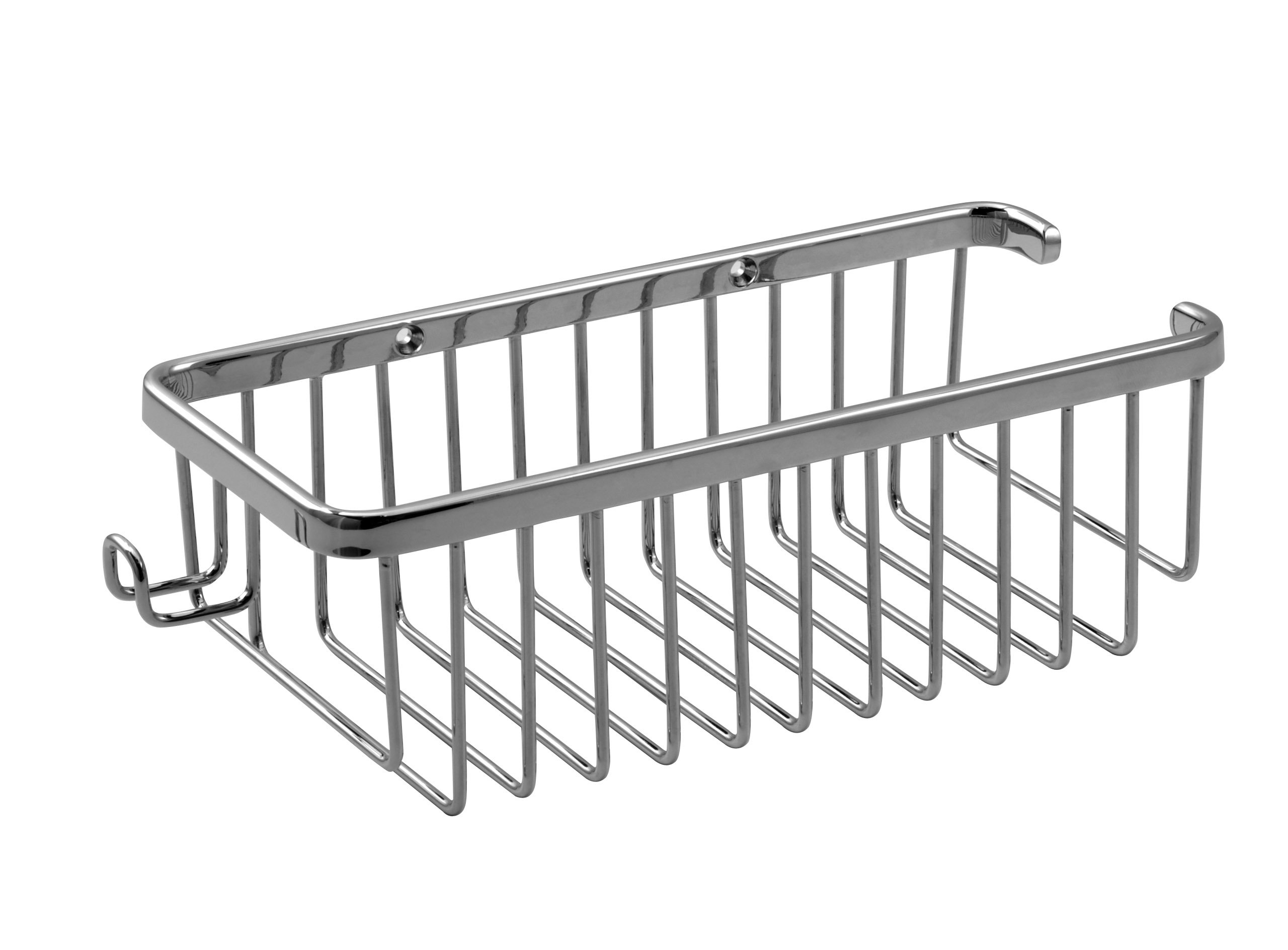 Aquabrass 02054BN Brushed Nickel Basket Rectangular Shower Basket with Razor Holder 02054