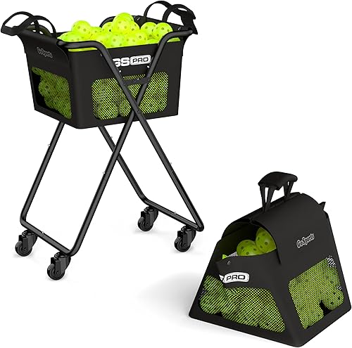 GoSports Carrito de pelotas con ruedas carrito portátil con capacidad para 140 pelotas de pickleball o 175 pelotas de tenis
