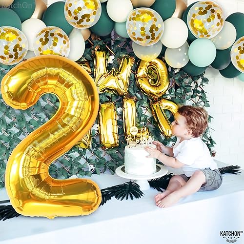 Miniatura 2 de KatchOn - Globos dorados en forma de números con látex, set de 0 a 9, varios tipos