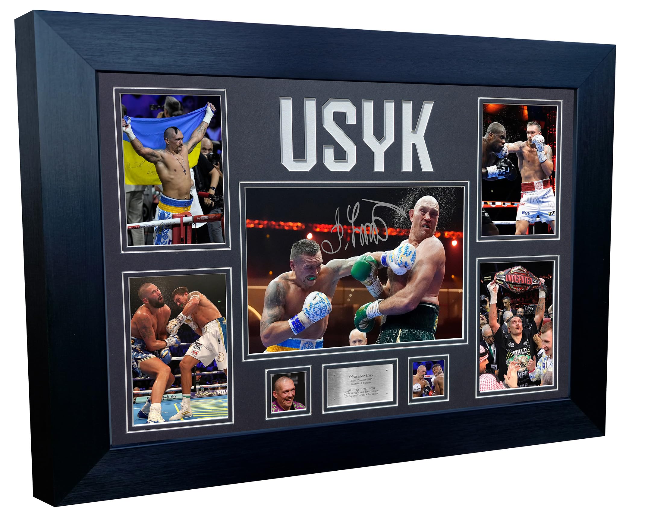 Large A3+ Oleksandr Usyk Display With Logo Undisputed World Cruiserweight Heavyweight Champion Autographed Signed Signature Photo Photograph Picture Frame Boxing Poster Gift (Black Mount)