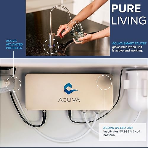 Miniatura 3 de Acuva - Purificador de agua ArrowMax 20 UV LED sistema de filtro de agua debajo del fregadero con grifo inteligente fuente de alimentación universal