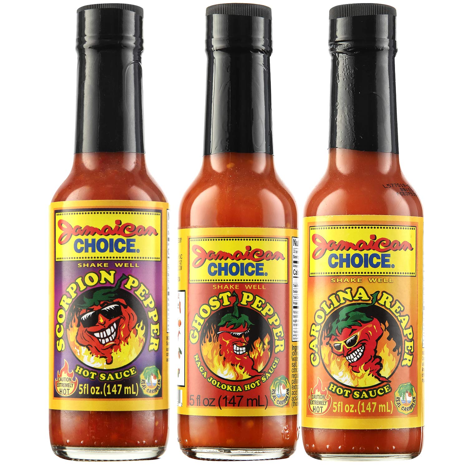 Extreme Hot Pepper Sauce 3-pack Gift Set, Carolina Reaper, Ghost Pepper, Scorpion Pepper | 5 Oz (3-Pack)