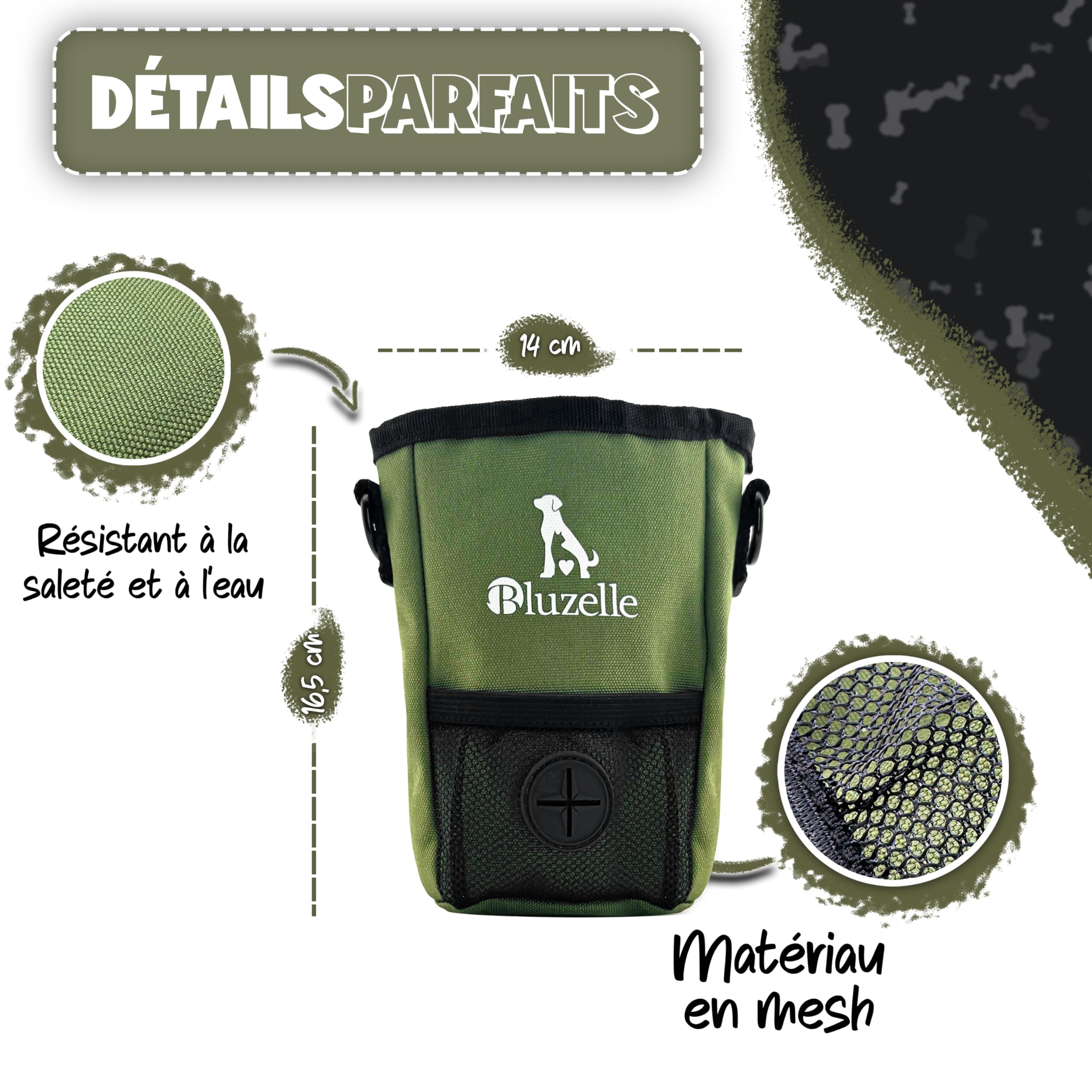 Sacoche Friandises Chien – Fermeture Magnétique & 3 Styles – Sac Dressage (650ml) – Banane & Ceinture avec Distributeur – SNACKKEEPER – Marque Allemande, Couleur:Olive Vert