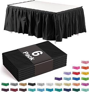 Exquisite Ruffle Table Skirt Black 6 Pack 14 Ft Long Table Skirts for Re...
