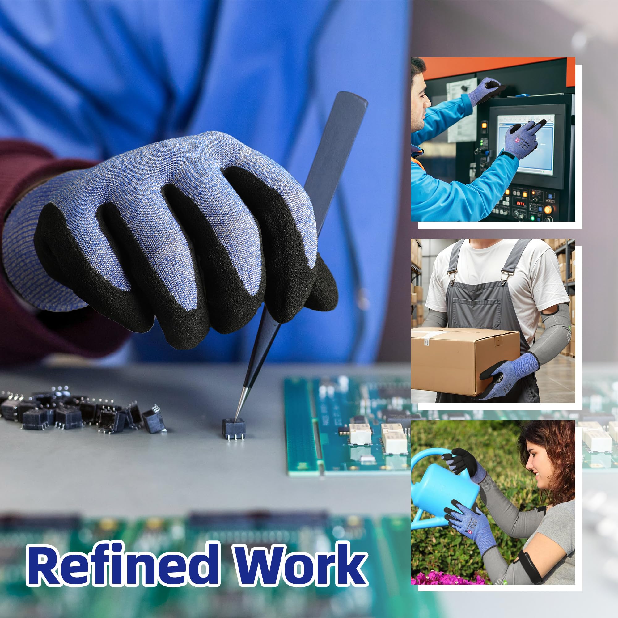 Schwer A4 AIR-SKIN Cut Resistant Work Gloves AR3900 with Extreme Lightweight & Thin, Grip Gloves for Fishing, Refined Work, Mechanic, Gardening, Touch-Screen, Non-PFAS, 3D-Comfort Fit, 1 Pair, L