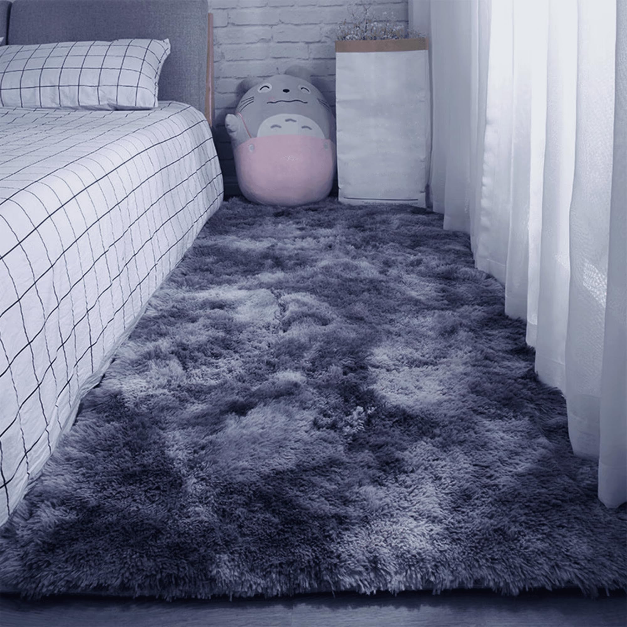 Tapis salon 160 x 320 cm gris foncé moquette grand format