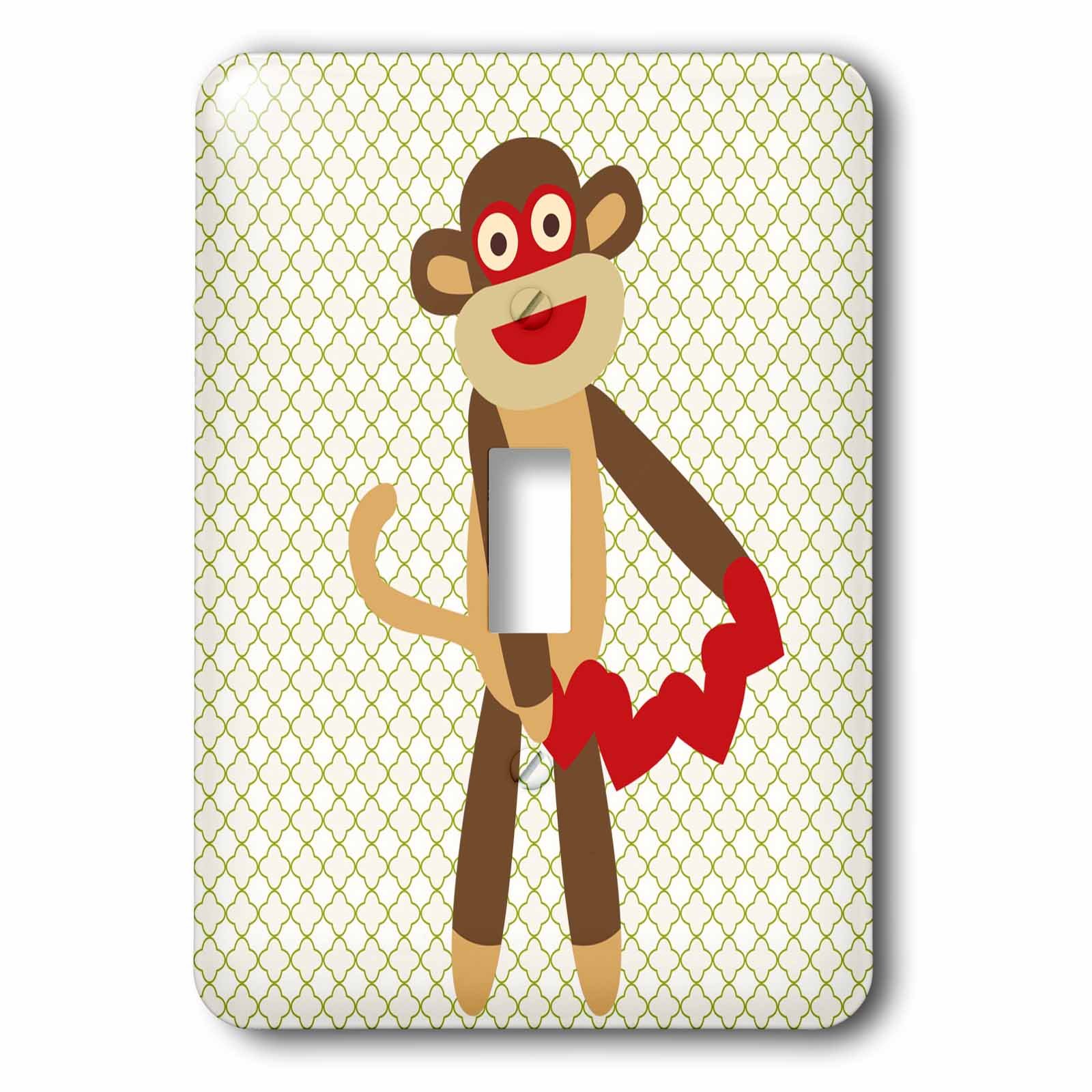 Interrupteur Chaussette Singe avec cœurs pour une touche de tendresse murale