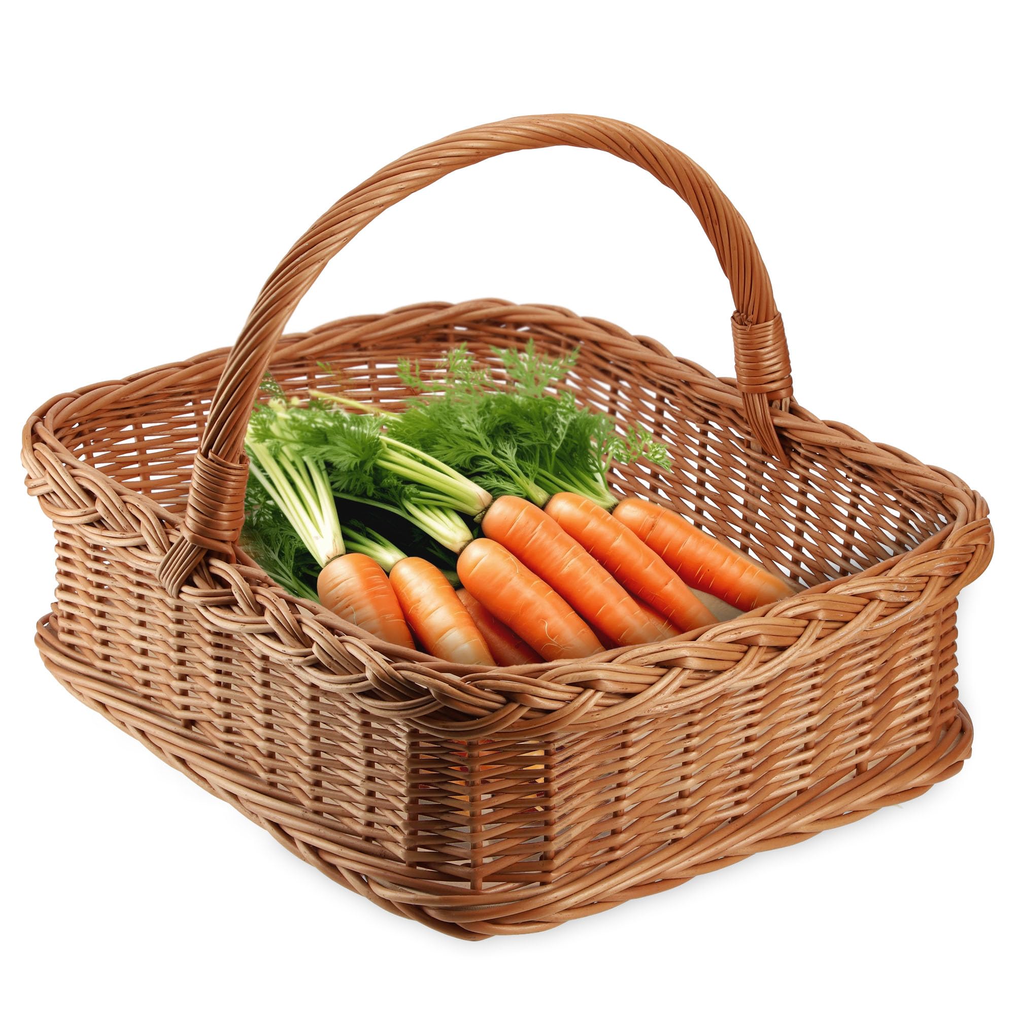 KADAX Bandeja de mimbre con asa de transporte, cesta de pícnic, bandeja para platos, bandeja de cesta, cesta de almacenamiento, cesta de la compra, bandeja de mesa, cesta de transporte (marrón)