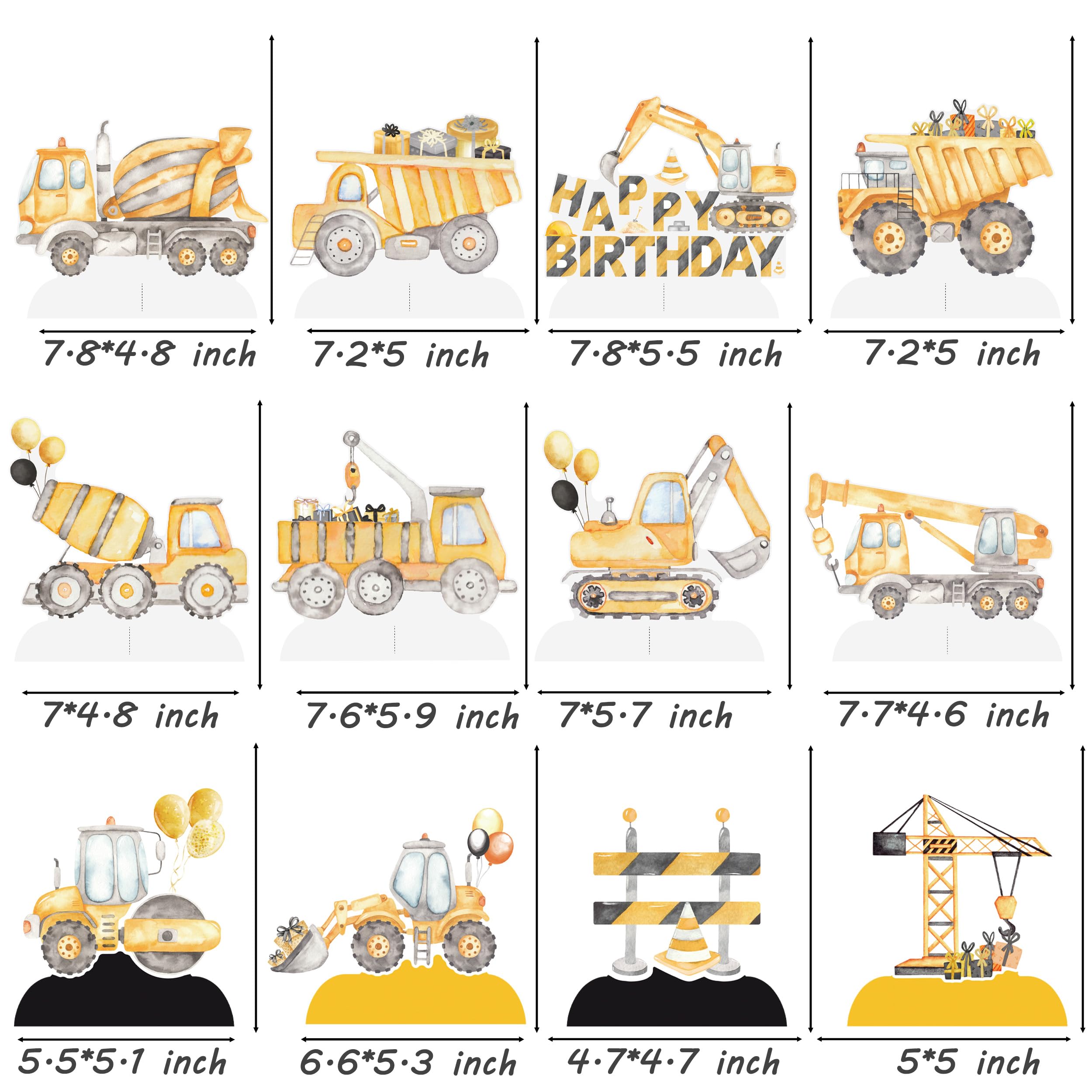 12pcs Construction Party Honeycomb Centerpieces Dump Truck Party Decorations Traffic Zone Theme Honeycomb Centerpieces for Construction Theme Birthday Party Baby Shower Supplies