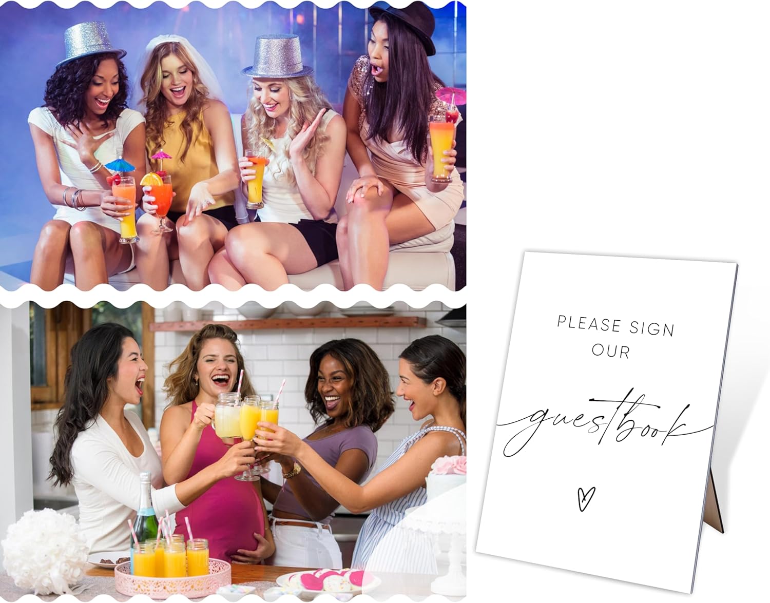 Please Sign Our Guestbook, Photo Guest Book Sign, 8X11 White Minimalist Style Wooden Sign, Wedding Signs for Reception, Bridal Shower Decorations, for Wedding Reception & Event Party,7 - Image 5