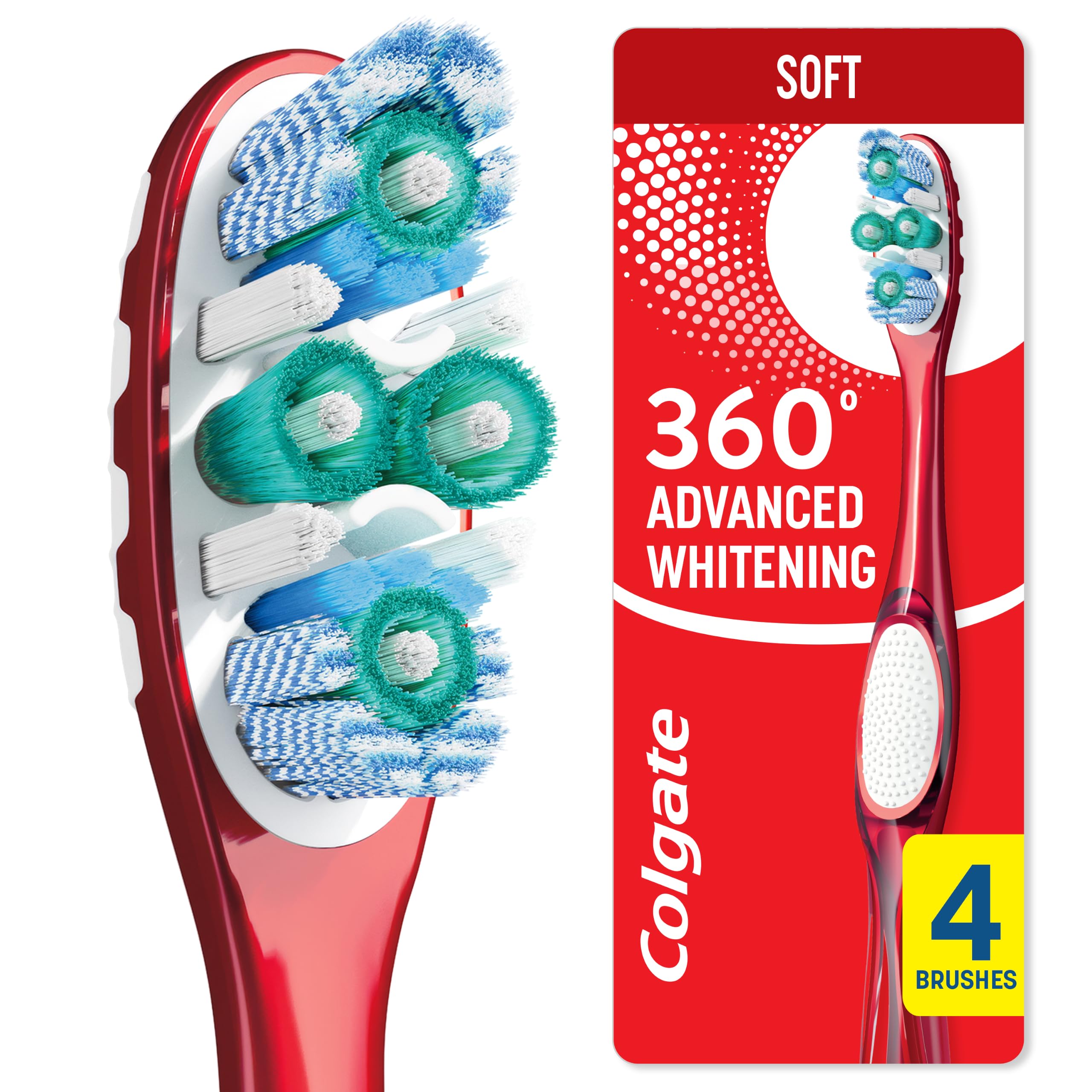 Colgate 360 Advanced Whitening Soft Toothbrushes, 4 Pack