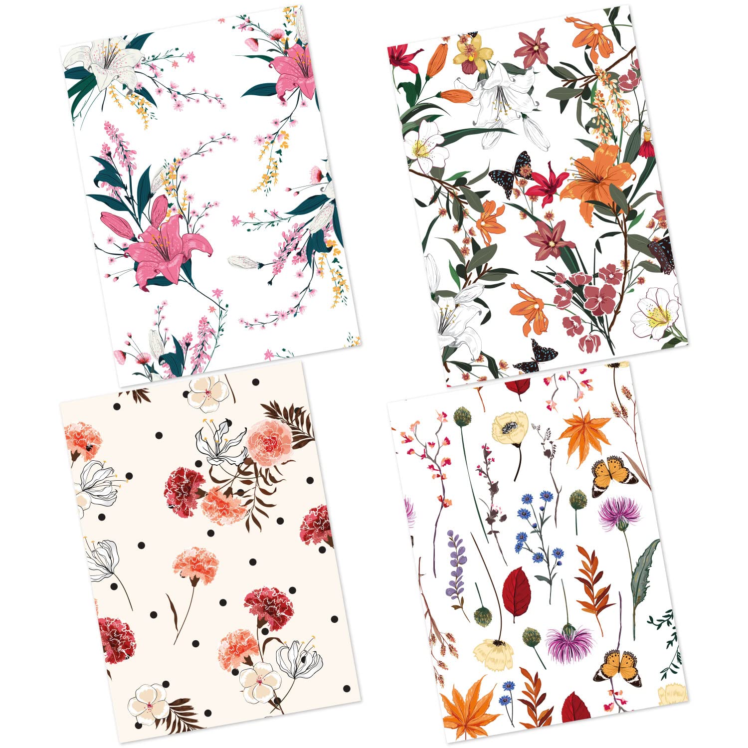 CrafTangles Decoupage Paper Pack - Wispy Flowers (A4) - 4 sheets