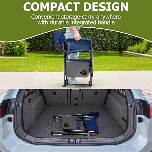 Miniatura 8 de Silla de camping plegable, sillas resistentes para adultos, silla de director, silla de playa plegable, silla de camping portátil de gran tamaño con