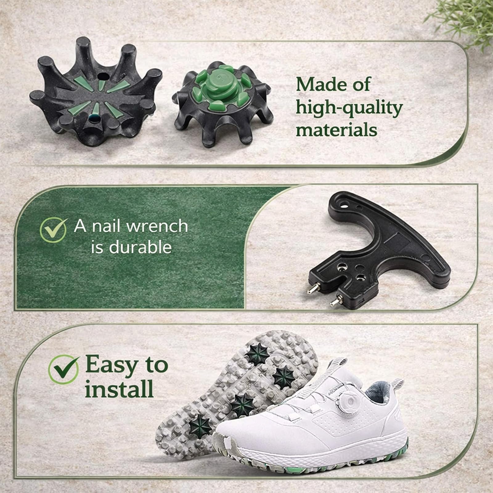 20 tacos de repuesto para zapatos de golf de giro rápido con llave, tacos de golf compatibles con Fast Lok Twist 3.0, tacos de goma suave antideslizantes para zapatos de golf FootJoy, negro y