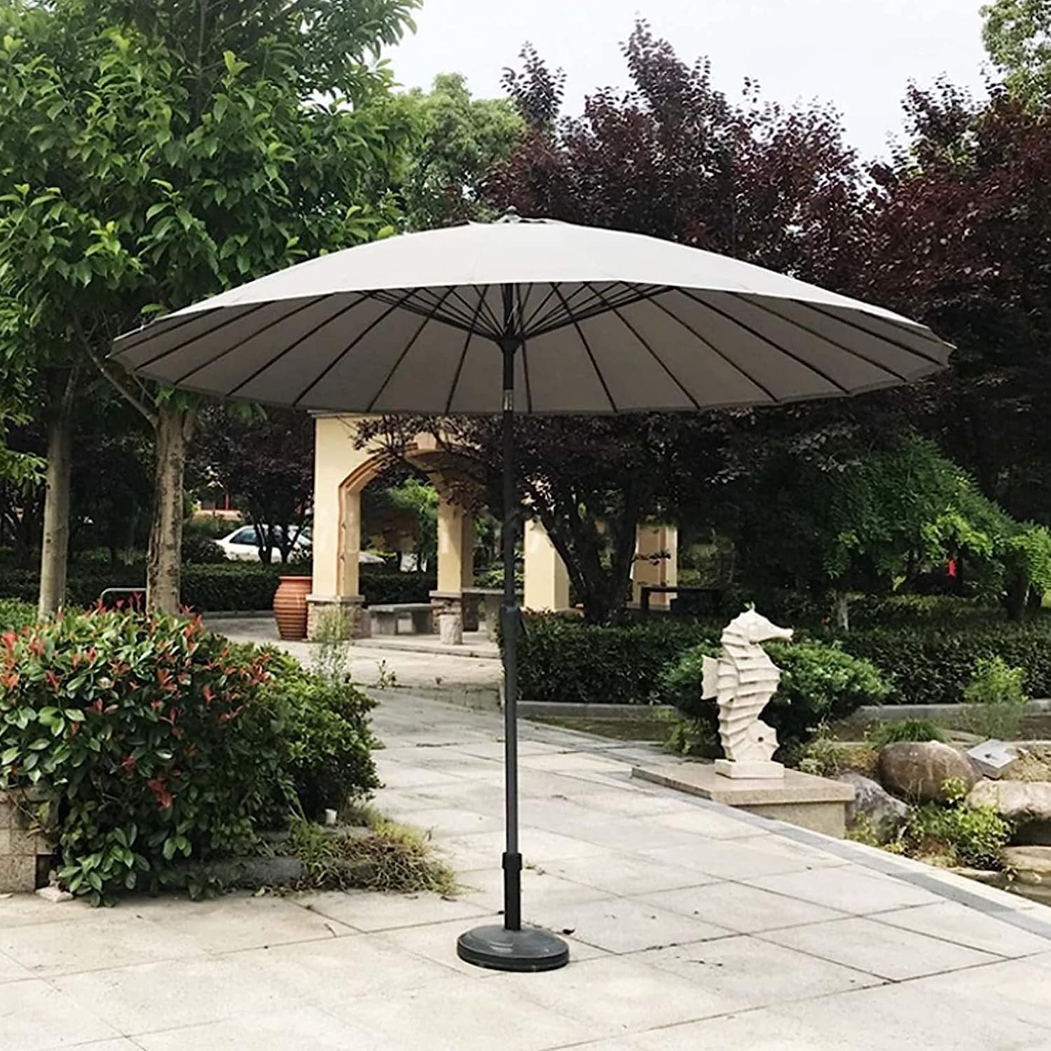 XYNSNDB Parasol Parasol ogrodowy Parasol targowy Parasol plażowy 8,8 stopy Okrągły parasol tarasowy z korbą i pochyleniem, 24 żebra Parasol zewnętrzny do ogrodu na podwórku Parasol zewnętrzny Parasol