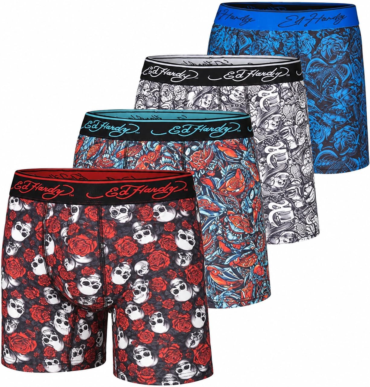 Mens Boxer Briefs 4 Pack, Soft Fabric Underwear, Pull On Closure, Machine Washable Comfortable Stretch Boxers