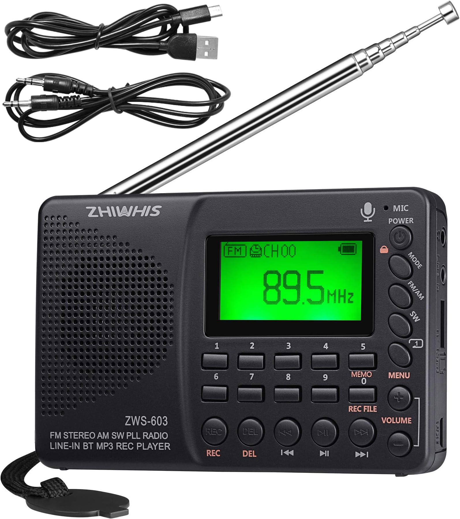 ZHIWHIS Portable Bluetooth Radio, FM AM Shortwave Radios