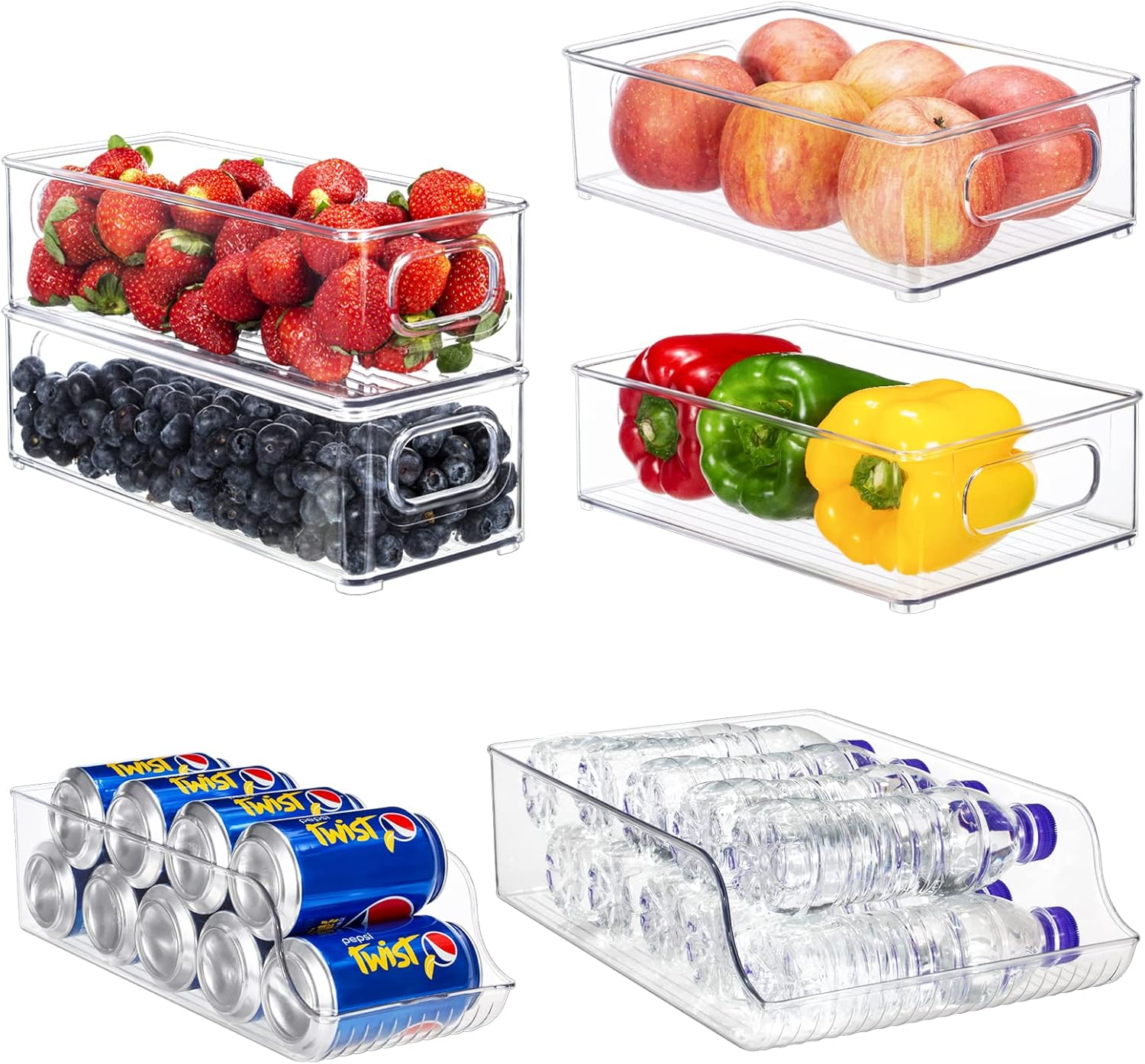Buy Refrigerator Organizer Bins, Set Of 6 Clear Fridge Organizers