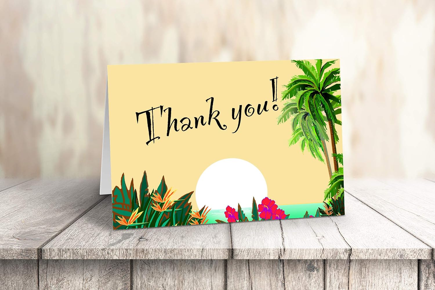 Stonehouse Collection | Hawaiian Thank You Cards | 10 Blank Tropical Thank You Cards | Mahalo, Luau - USA Made (Standard)