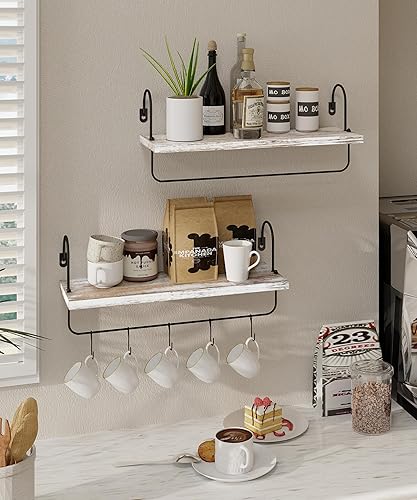 Miniatura 9 de Godimerhea Soporte para tazas de café, estante de barra de café con ganchos, organizador de tazas, estantes para tazas, colgador de almacenamiento