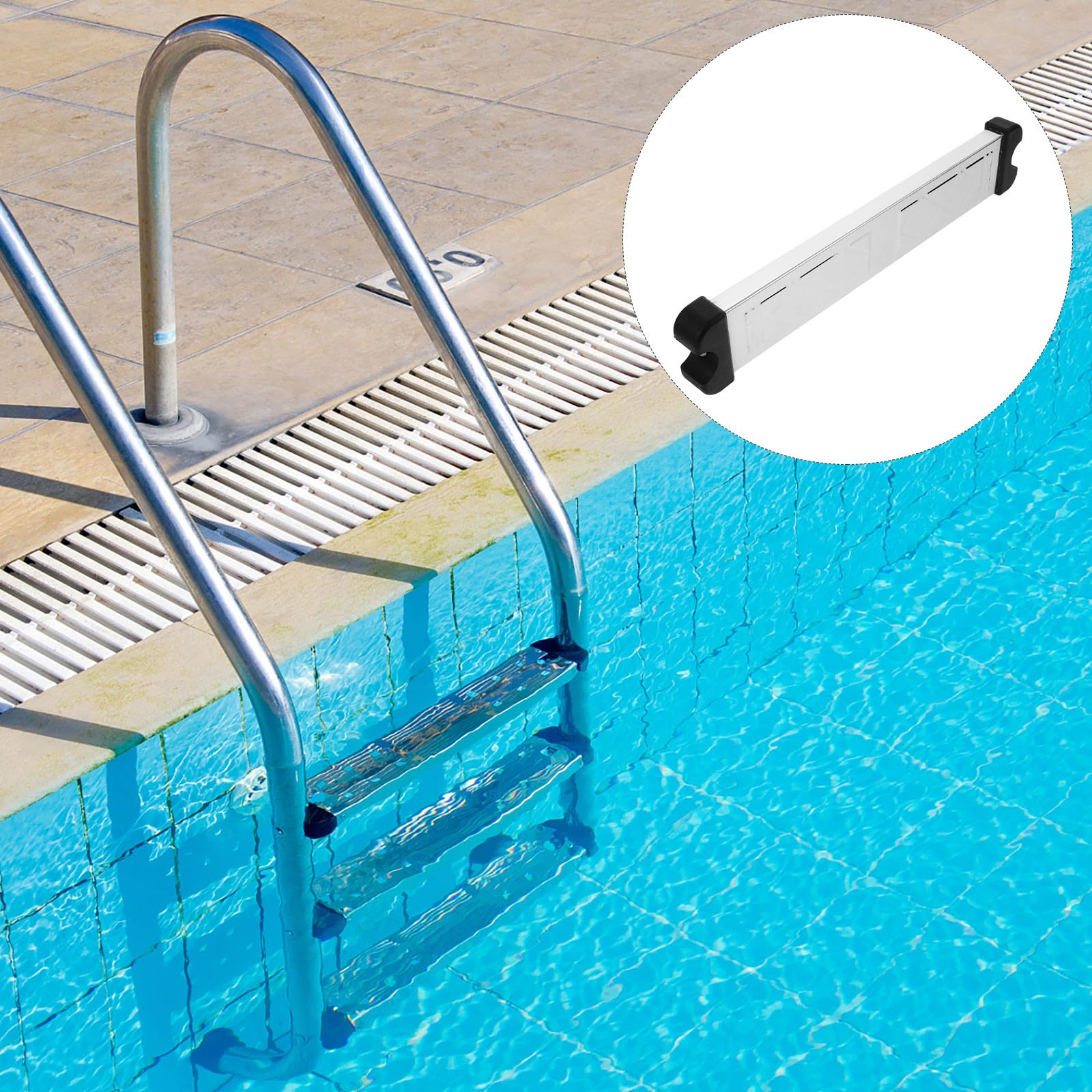 COLLBATH Marche D'accès Remplaçable et Résistante à l'usure Antidérapante en Acier Inoxydable 304 pour Échelle de Piscine pour Rampes de Piscine Argentées