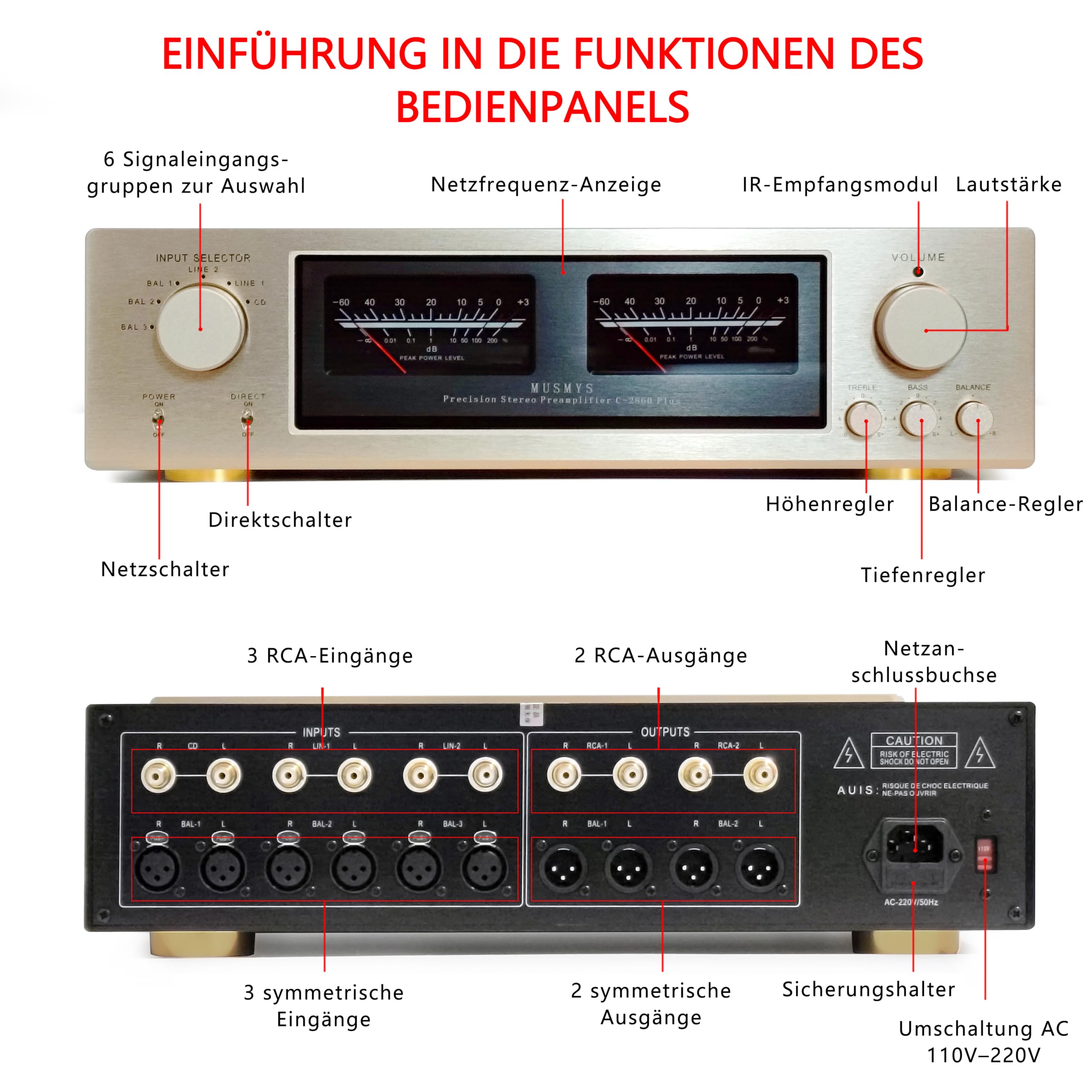 MUSMYS C-2860 Plus Reiner A-Klasse Vorverstärker, 2.0 Kanal