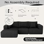 DURASPACE 108" Canapé en forme de L avec la chaise, coudées en peluche pour le salon (noir, face gauche)