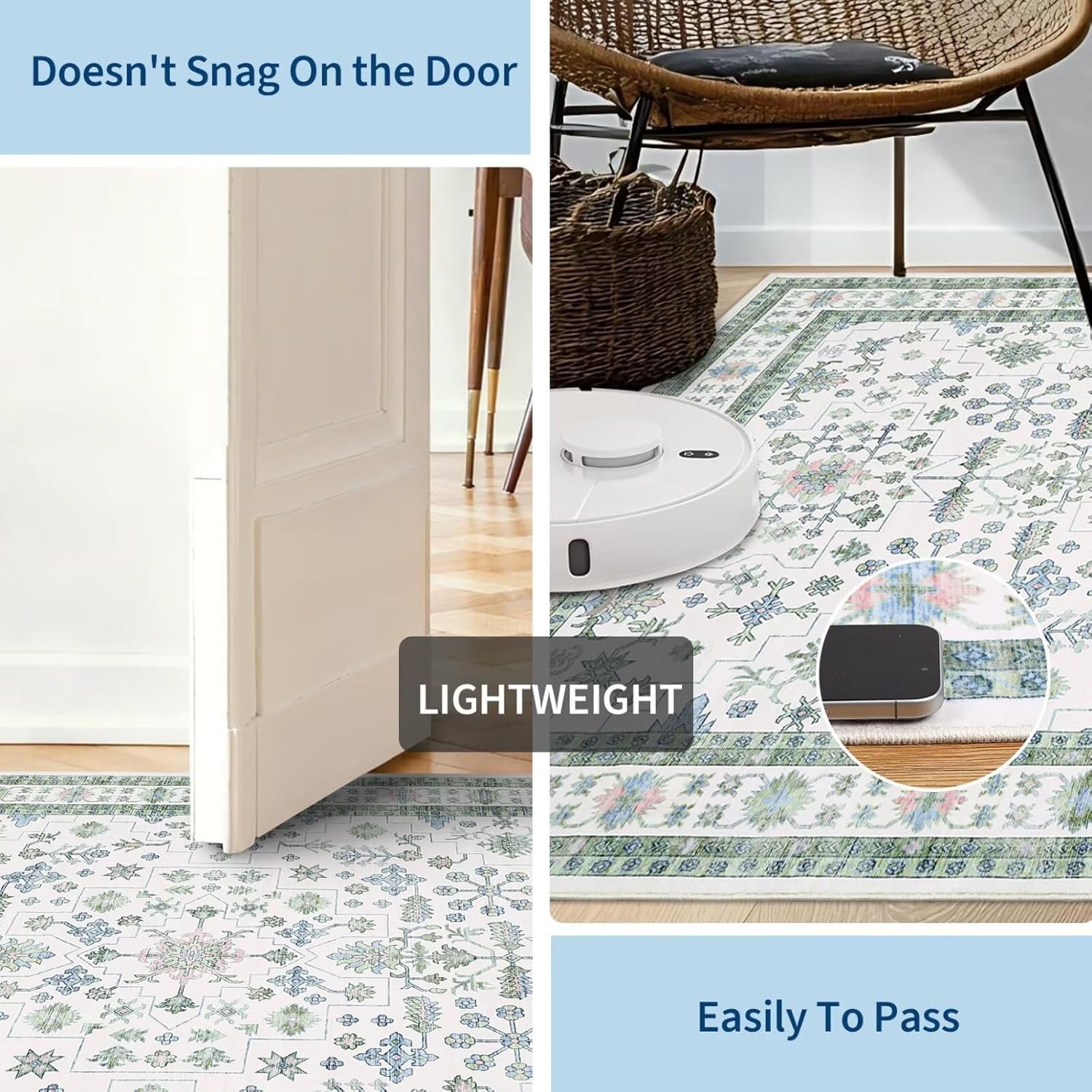 GarveeHome Sage Green Area Rugs 8x10 for Living Room, Vintage Tribal Large Washable Rug Soft Non Slip Floor Mat Carpet Indoor Thin Rug for Bedroom Dining Room Playroom Nursery