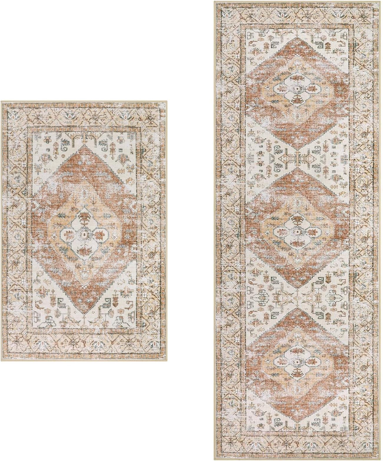 Amazon.com: Lahome 2x3 and 2x6 Taupe Boho Washable Area Rug and Runner ...