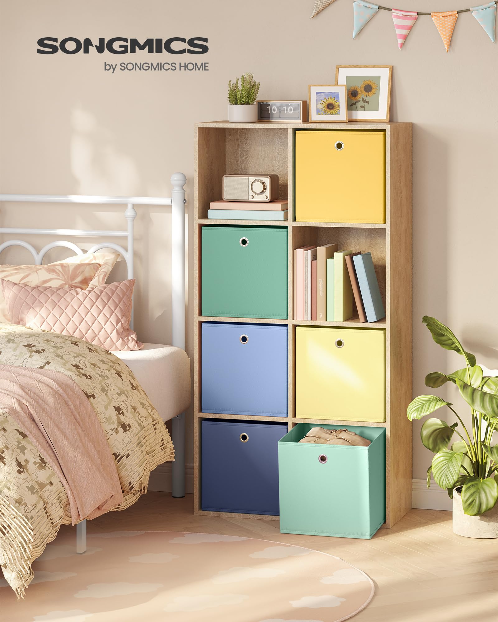 SONGMICS Caja de Almacenaje Plegable 33x33x33 cm Juego de 6 Tela Organizador para Estantería Cúbica