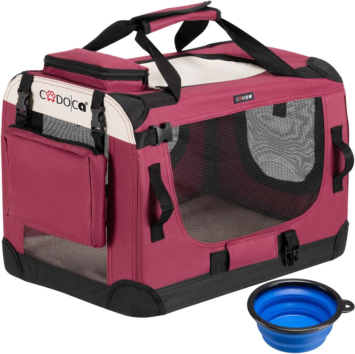 Cadoca® S Dog Transport Box 50x35x35cm Foldable Breathable Car Pet