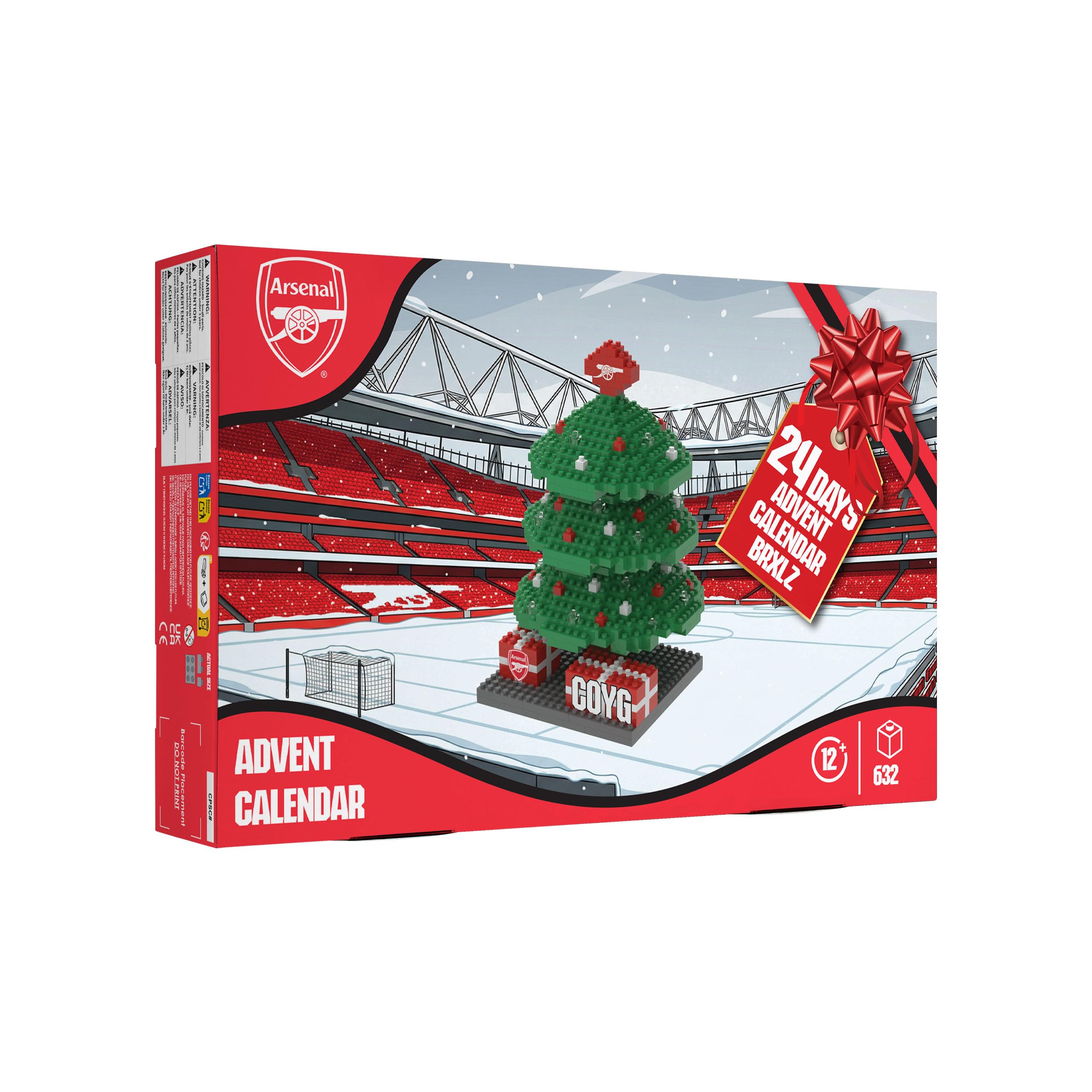 FOCO Officially Licensed Arsenal FC BRXLZ 3D Bricks Construction Toy Model Christmas Tree Advent Calendar