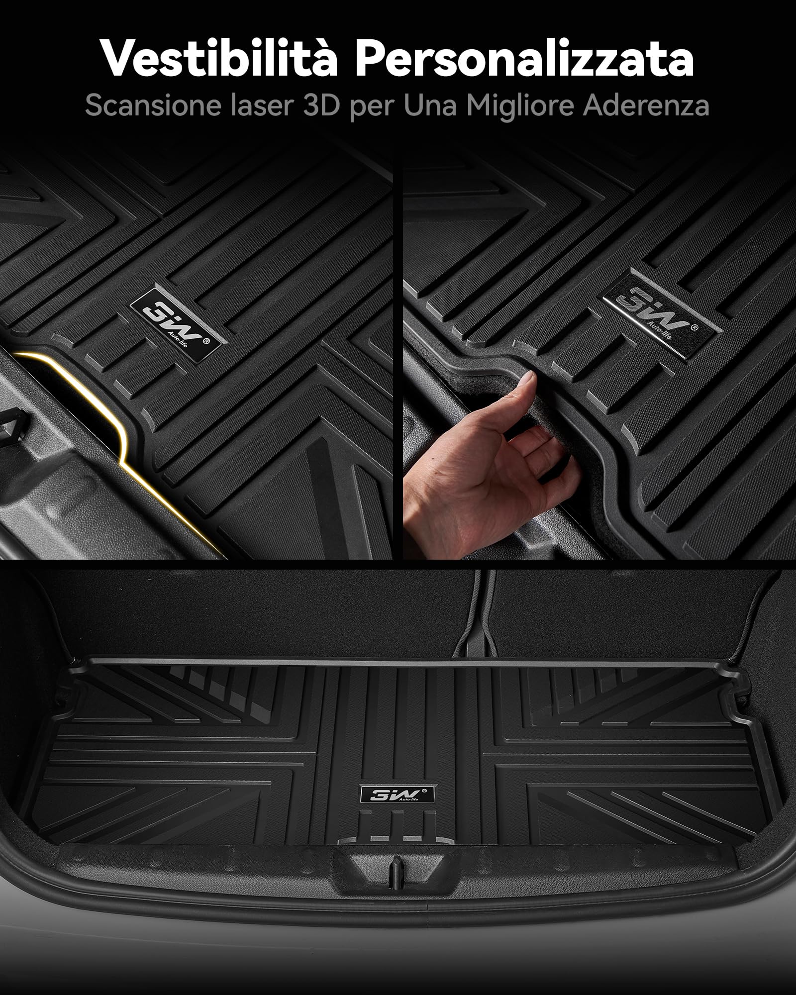 3W Tappetino per Bagagliaio per Mini Hatch 3-Porte F56 2014-2024, Impermeabile Tappeto bagagliaio Posteriore Protezione in TPE, Vasca Baule per Mini Hatch
