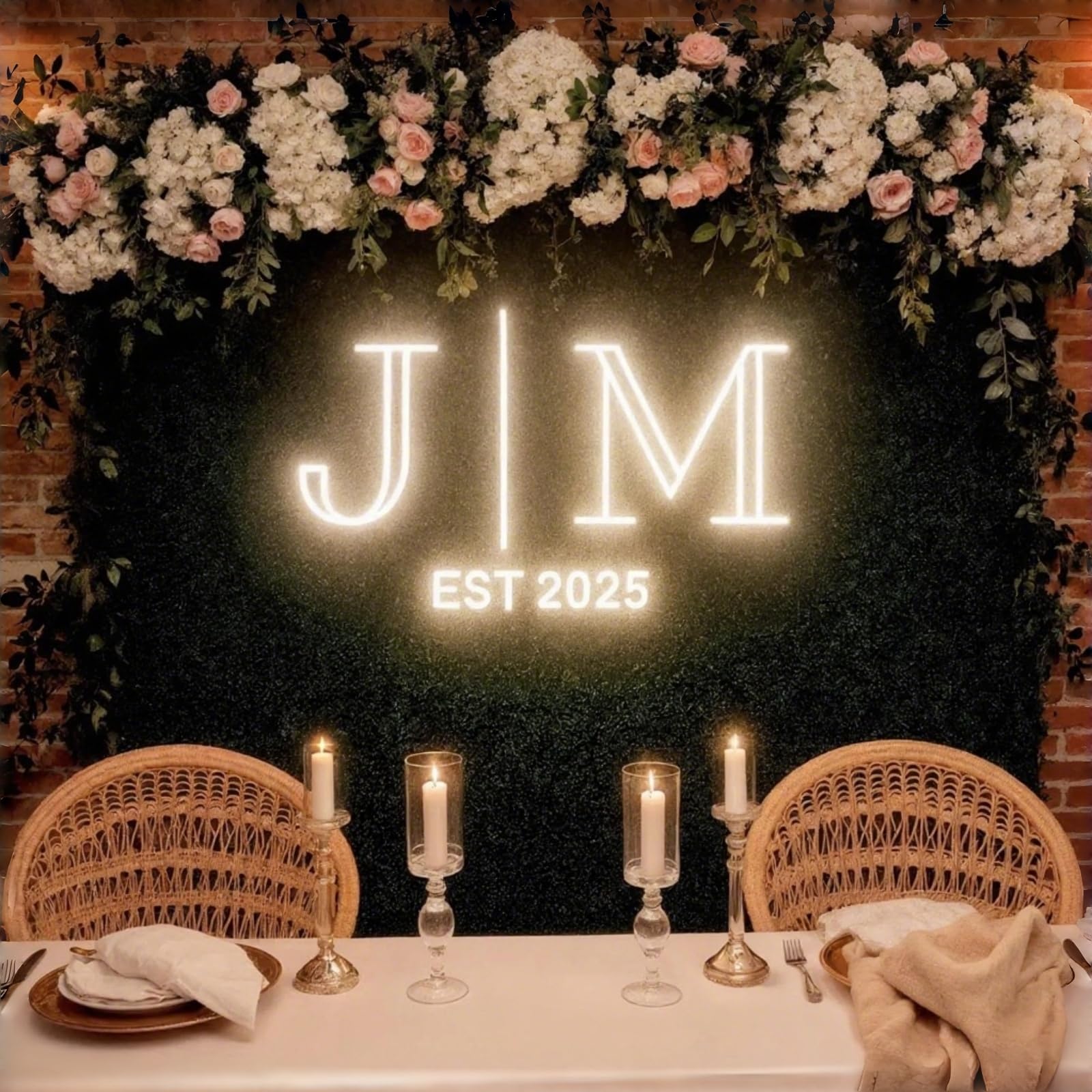 DAKABUKA Custom Wedding Name Initials Neon Sign Personalized Couple Initials With Est Year Neon Light for Wedding Backdrop Wall Decor Romantic Bedroom Newlyweds Gift Decor Engagement Anniversary — image 1