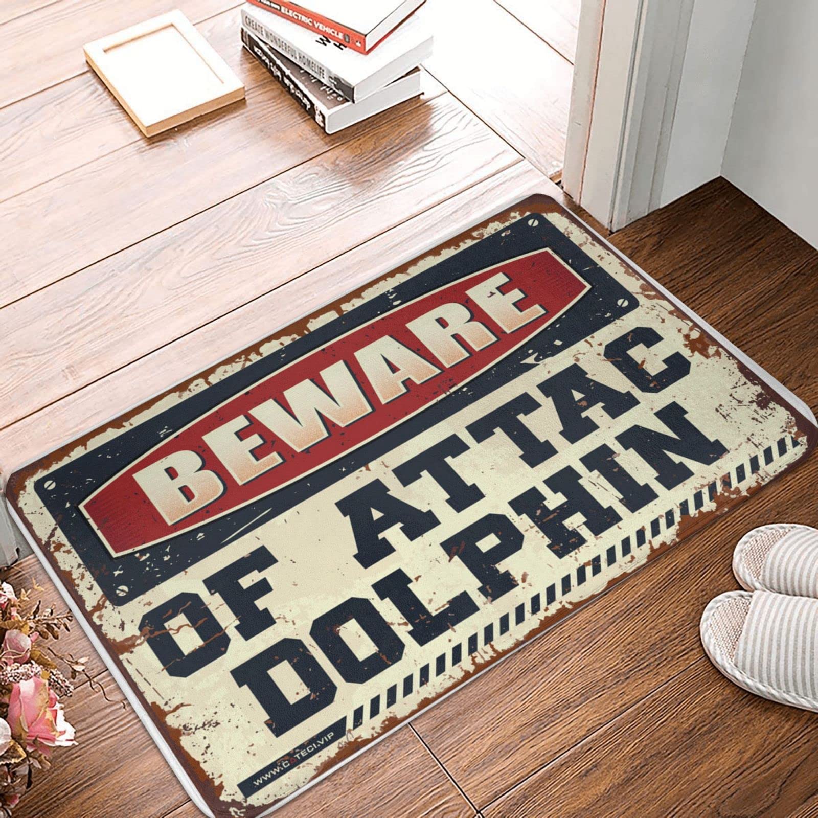 Tapis de porte d'entrée drôle imprimé dauphin paillasson automne antidérapant