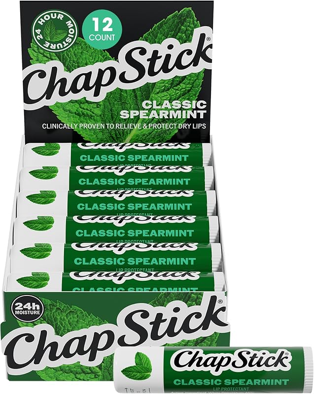 Bálsamo labial ChapStick Classic Spearmint, pacote com 12 unidades